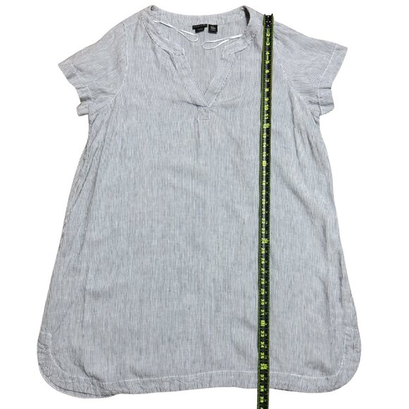 Tahari White & Blue Stripe Linen V-Neck Shirt Dress – Relaxed Fit 2X Plus - Picture 5 of 12